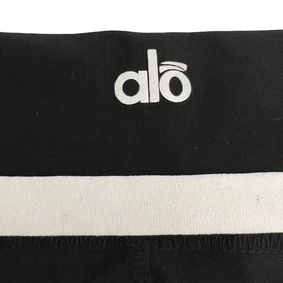 Alo Yoga Cool Fit High Waist Crop Leggings Wide Leg Yoga Pants Black Size M - Picture 3 of 6